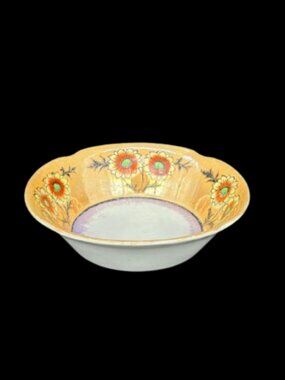 Vintage Japanese Lusterware Hand Painted Floral Bowl 7.25"
